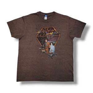 Vintage Star Wars Darth Vader Luke Leia Brown Heathered Blue Tag T-Shirt Large